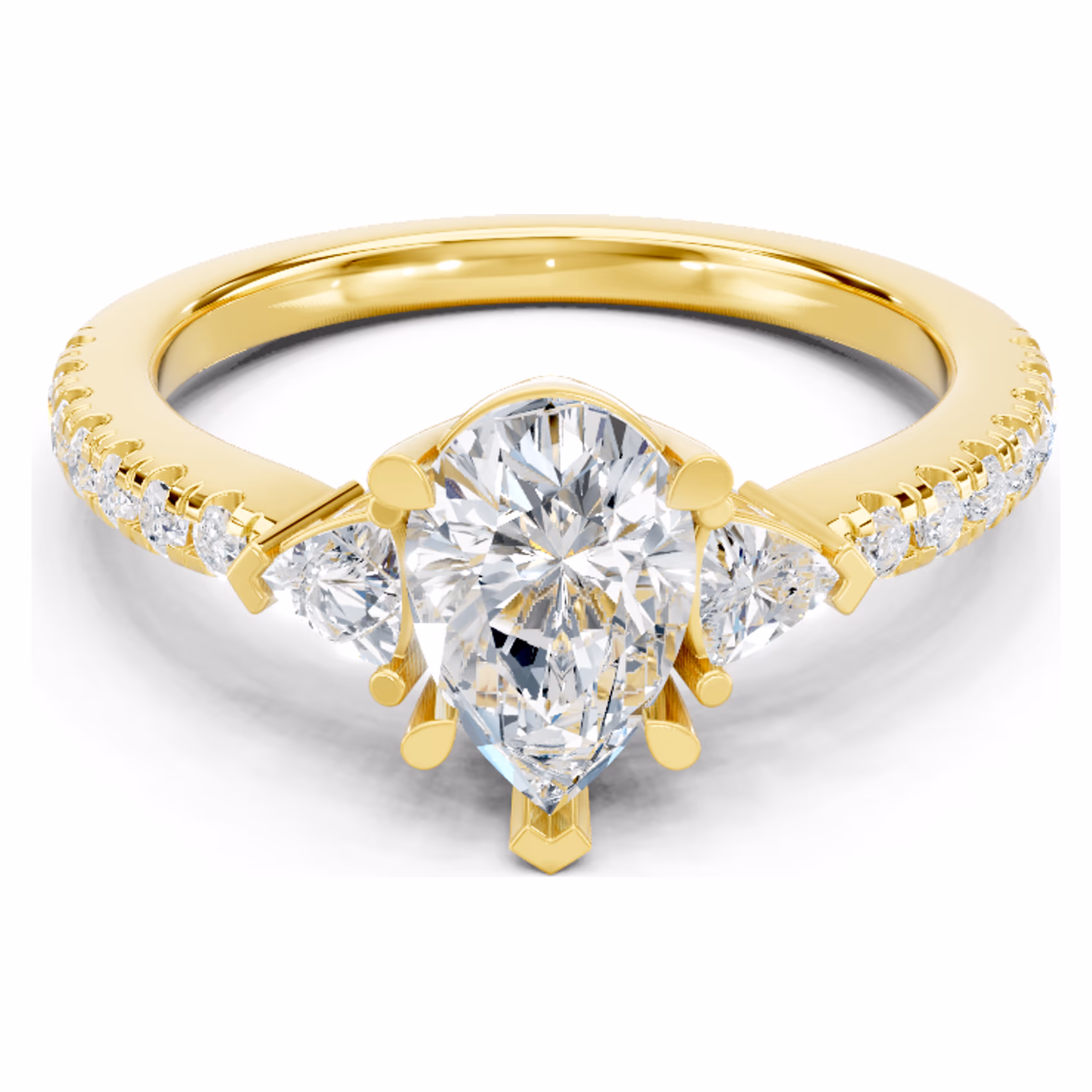 Trinity Solstice Pavé Three Stone Pear