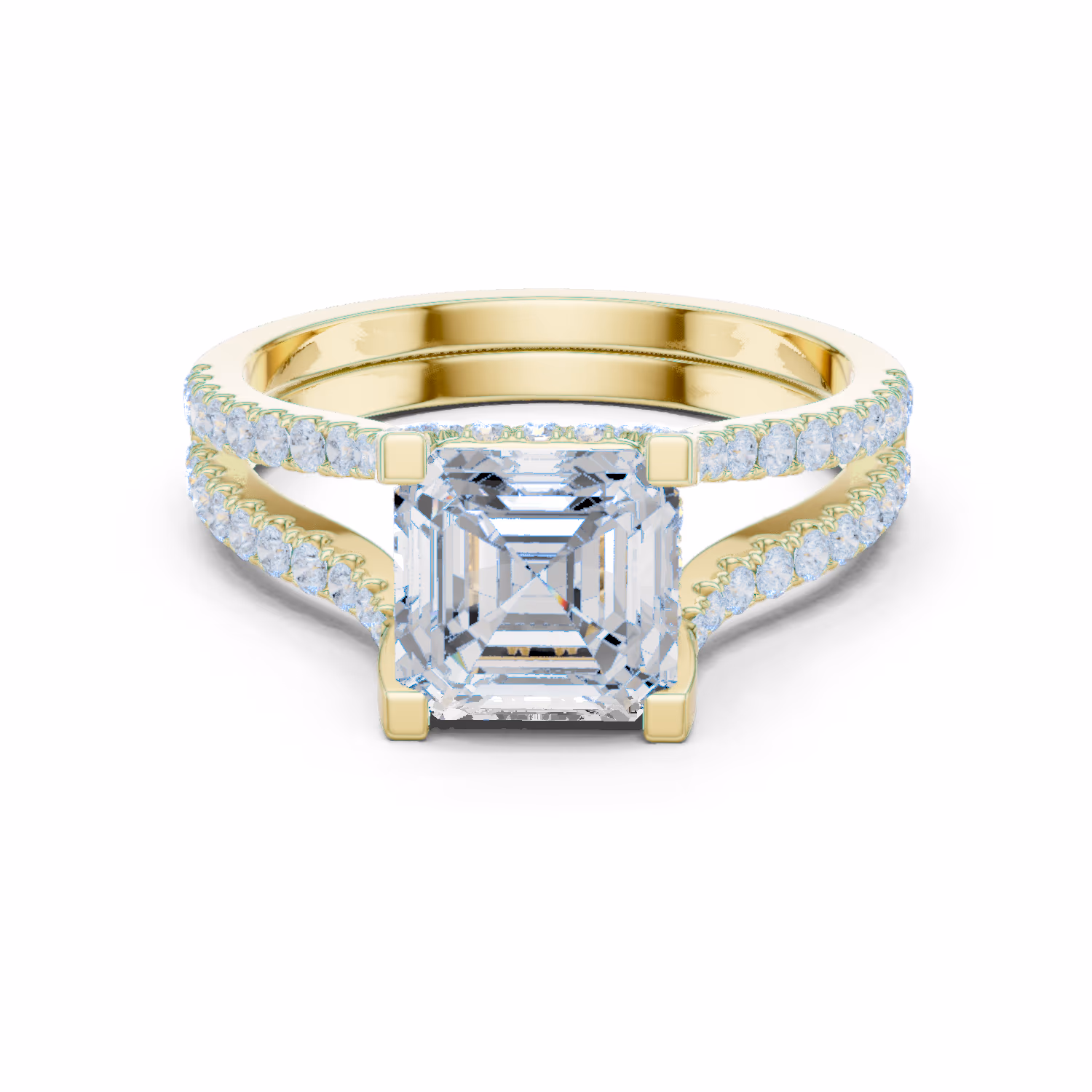 Crescent Split Pavé Asscher